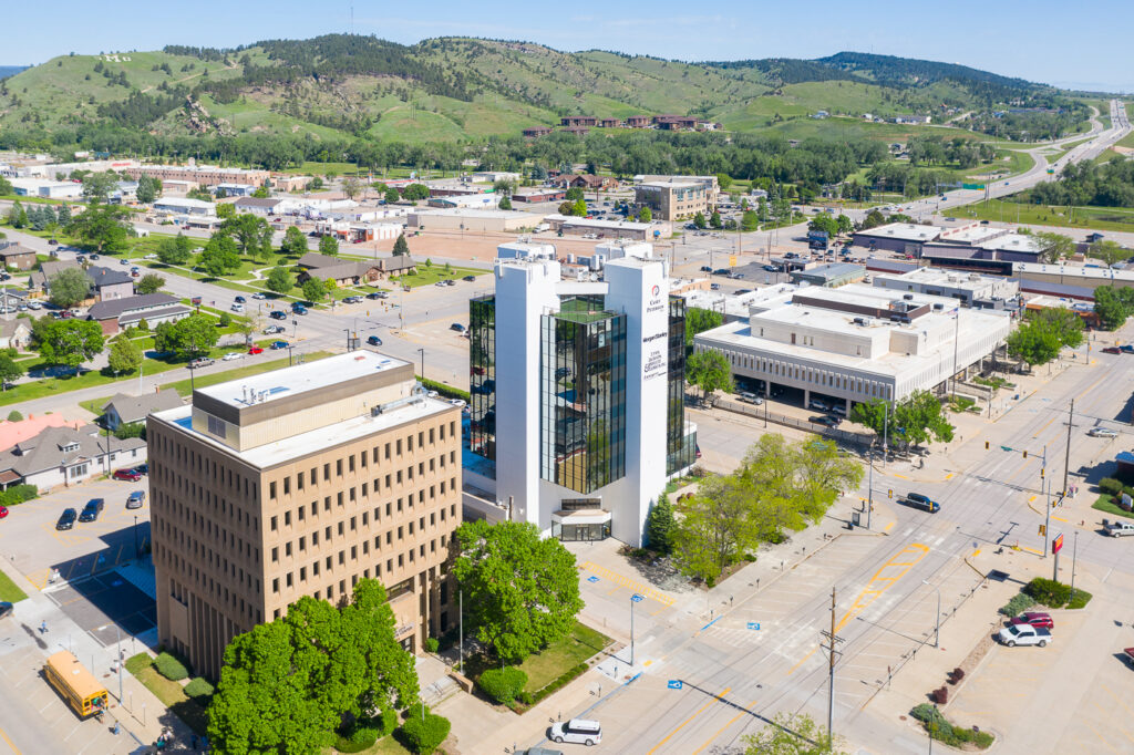 downtown rapid city drone image